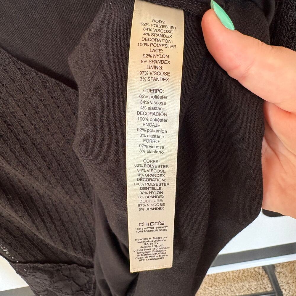 Chico’s Black Patchwork Boho Cowl Neck Shabby Chi… - image 7